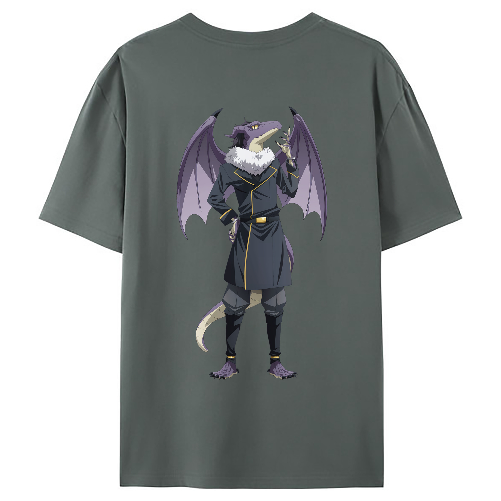 （画像用） 転スラ Regarding Reincarnated to Slime 綿100％ メンズ半袖Tシャツ（バックプリント） 通気性